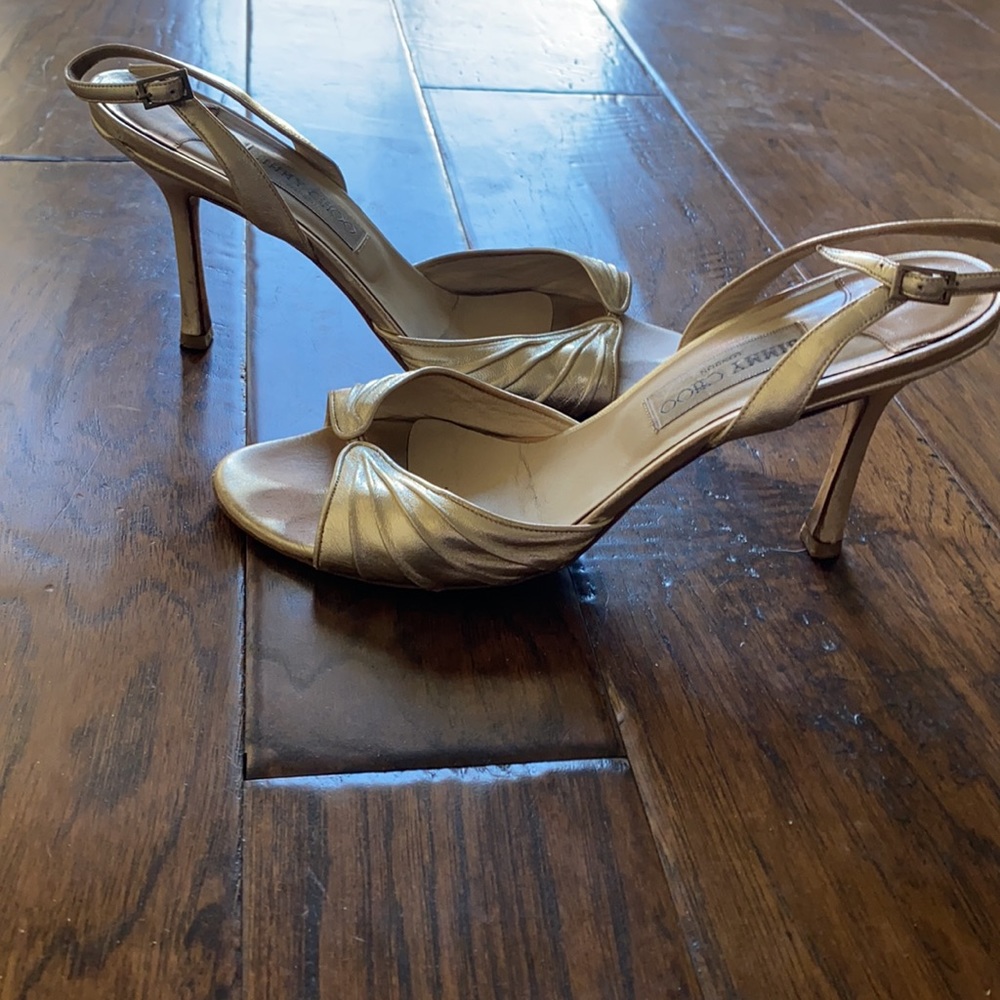 Worn Jimmy Choo Gold Heels - Picture 3 of 5